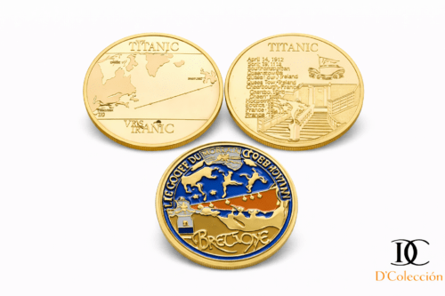 Conjunto de 3 piezas de monedas conmemorativas del Titanic